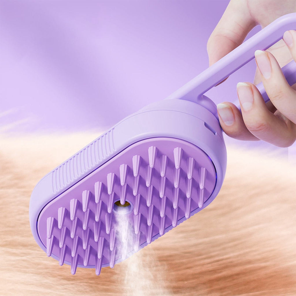 Cat Steam Brush with Spray Mist, Pet Deshedding Grooming Brush with Hair Release Button, Self-Cleaning Cat Comb for Shedding, Massage & Cleaning