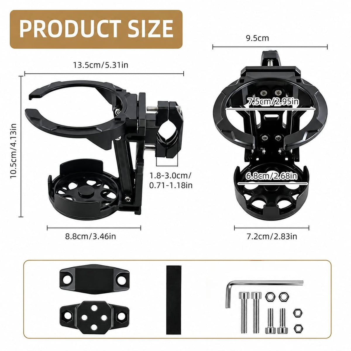 Universal Foldable Bottle Holder – Adjustable Clamp Cup Holder for Bikes, Strollers & More
