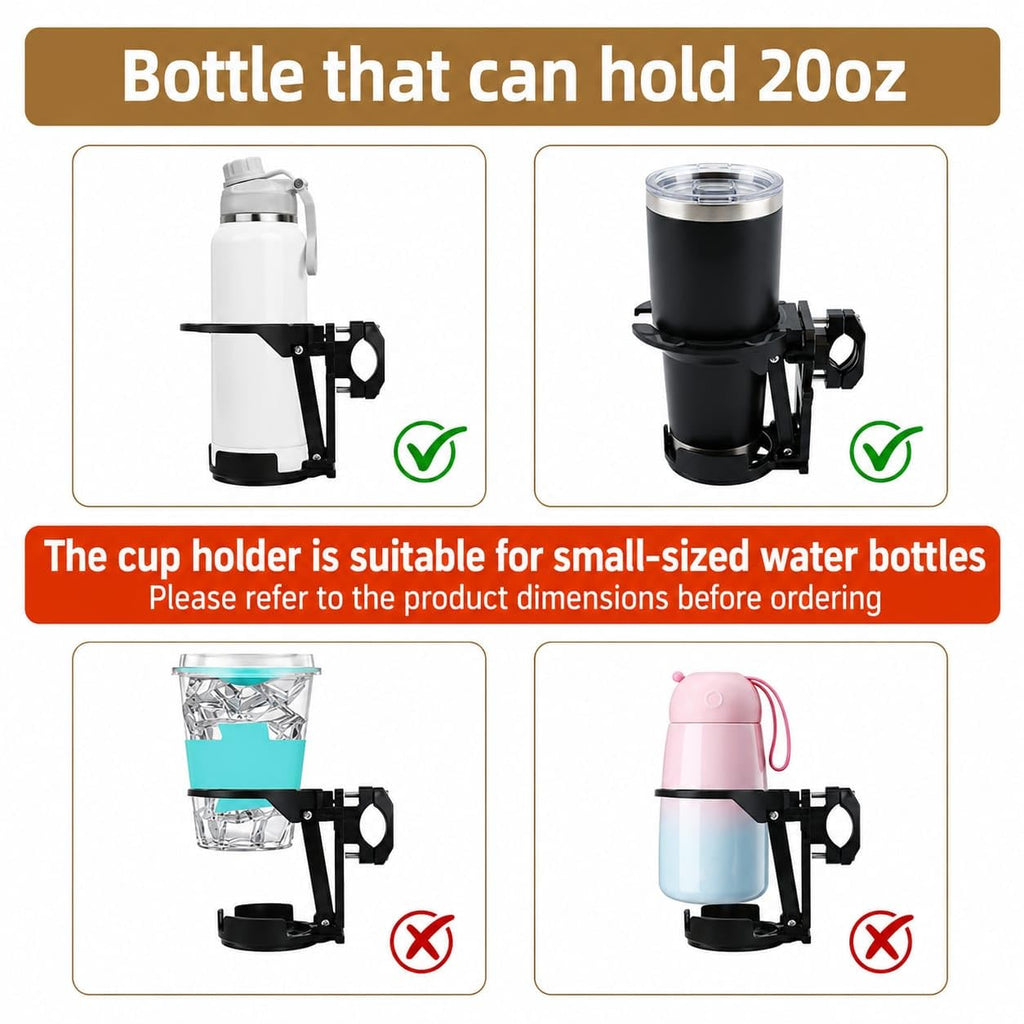 Universal Foldable Bottle Holder – Adjustable Clamp Cup Holder for Bikes, Strollers & More