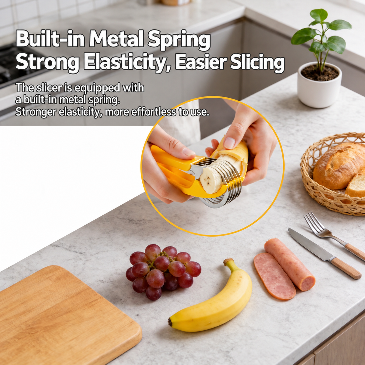 Banana Slicer – Easy-to-Use Yellow Fruit Cutter for Quick & Even Slices