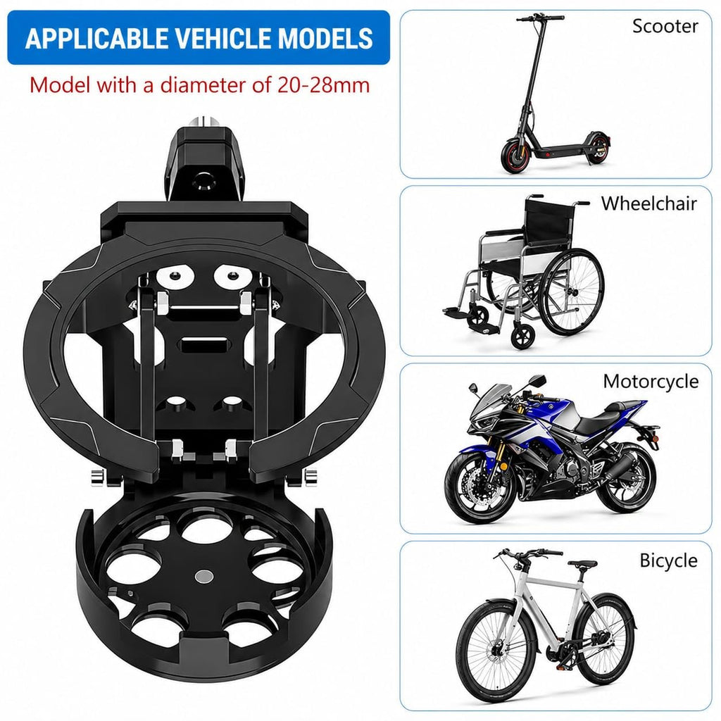 Universal Foldable Bottle Holder – Adjustable Clamp Cup Holder for Bikes, Strollers & More
