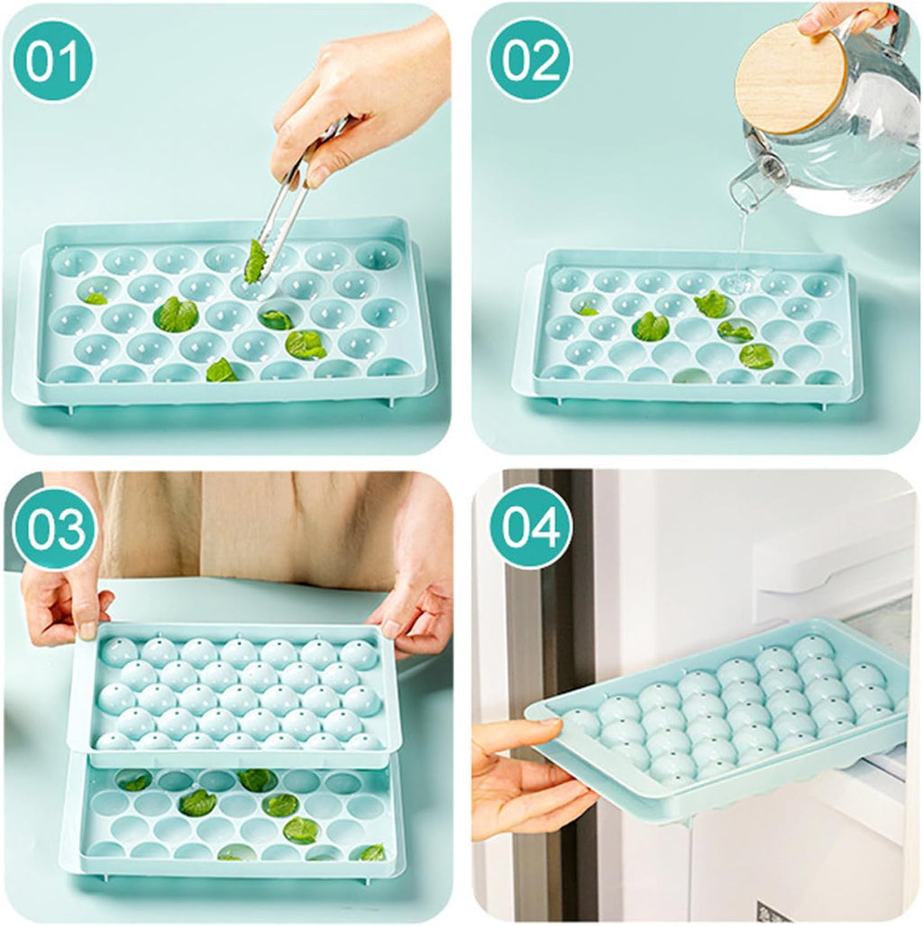33-Cavity Round Ice Cube Tray with Lid — product view 3