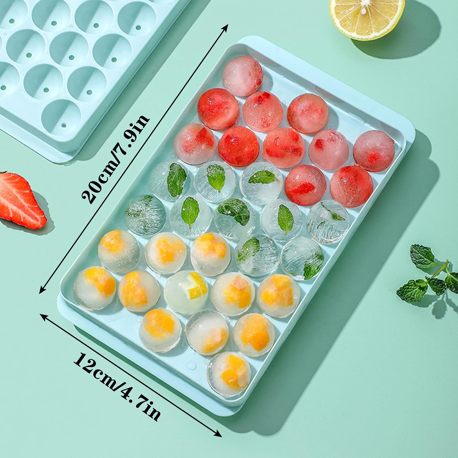 33-Cavity Round Ice Cube Tray with Lid — product view 2
