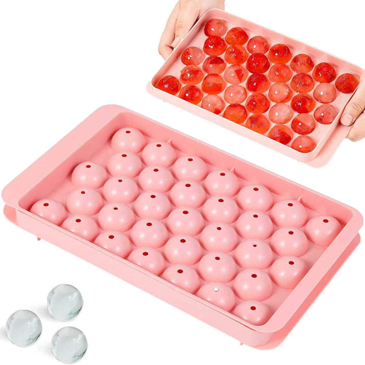 33-Cavity Round Ice Cube Tray with Lid — product view 6