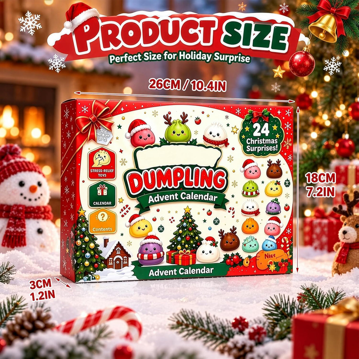 Dumpling Advent Calendar 2026 – Squishy Christmas Countdown Calendar with Cute Surprise Toys