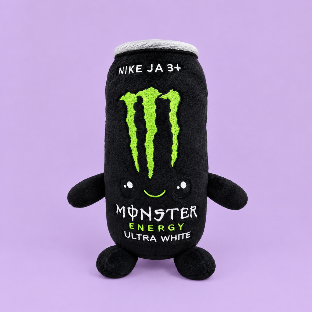 White Energy Drink Can Plush Toy, Cute Beverage Plush Stuffed Doll, Soft Novelty Toy, Funny Claw Machine Prize, Unique Gift for Kids, Teens and Adults
