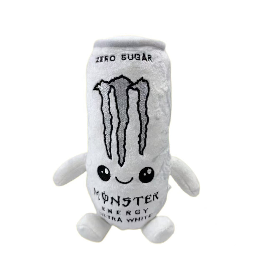 White Energy Drink Can Plush Toy, Cute Beverage Plush Stuffed Doll, Soft Novelty Toy, Funny Claw Machine Prize, Unique Gift for Kids, Teens and Adults
