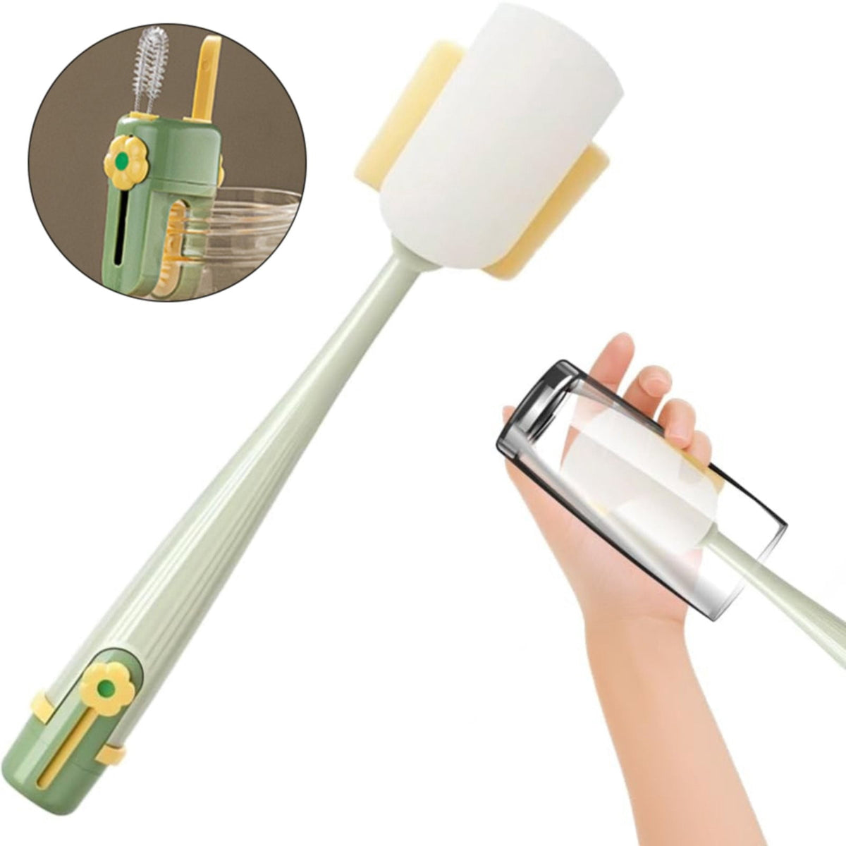 5-in-1 Bottle Cleaning Brush – 12-Inch Scrubber for Water Bottles, Cups, Tumblers & Straws