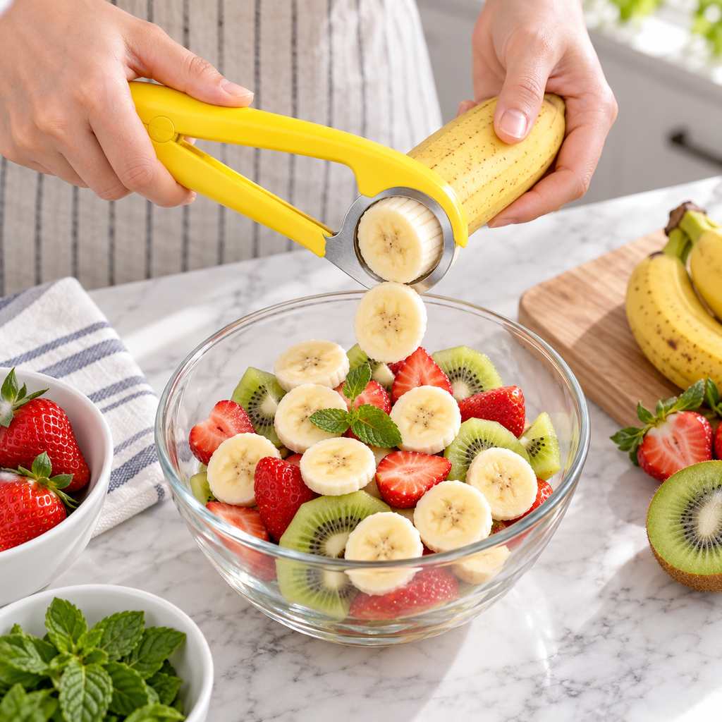 Banana Slicer – Easy-to-Use Yellow Fruit Cutter for Quick & Even Slices