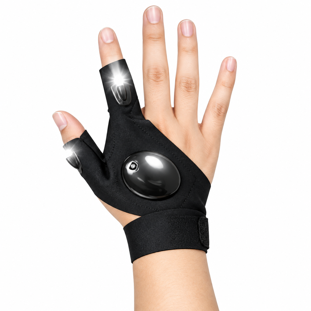 LED Fingerless Flashlight Gloves – Hands-Free Lighting Gloves for Repair, Camping, Running, Night Fishing & Outdoor Activities
