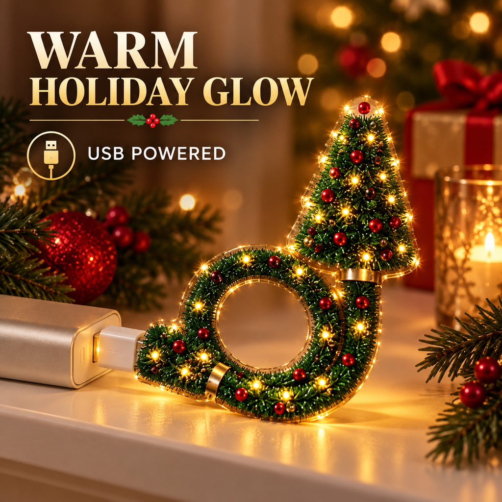 Christmas Projector Light – USB Powered HD Holiday Night Light with 6+ Festive Patterns, Flexible Tree Lamp for Bedroom, Ceiling, Desk & Christmas Decor