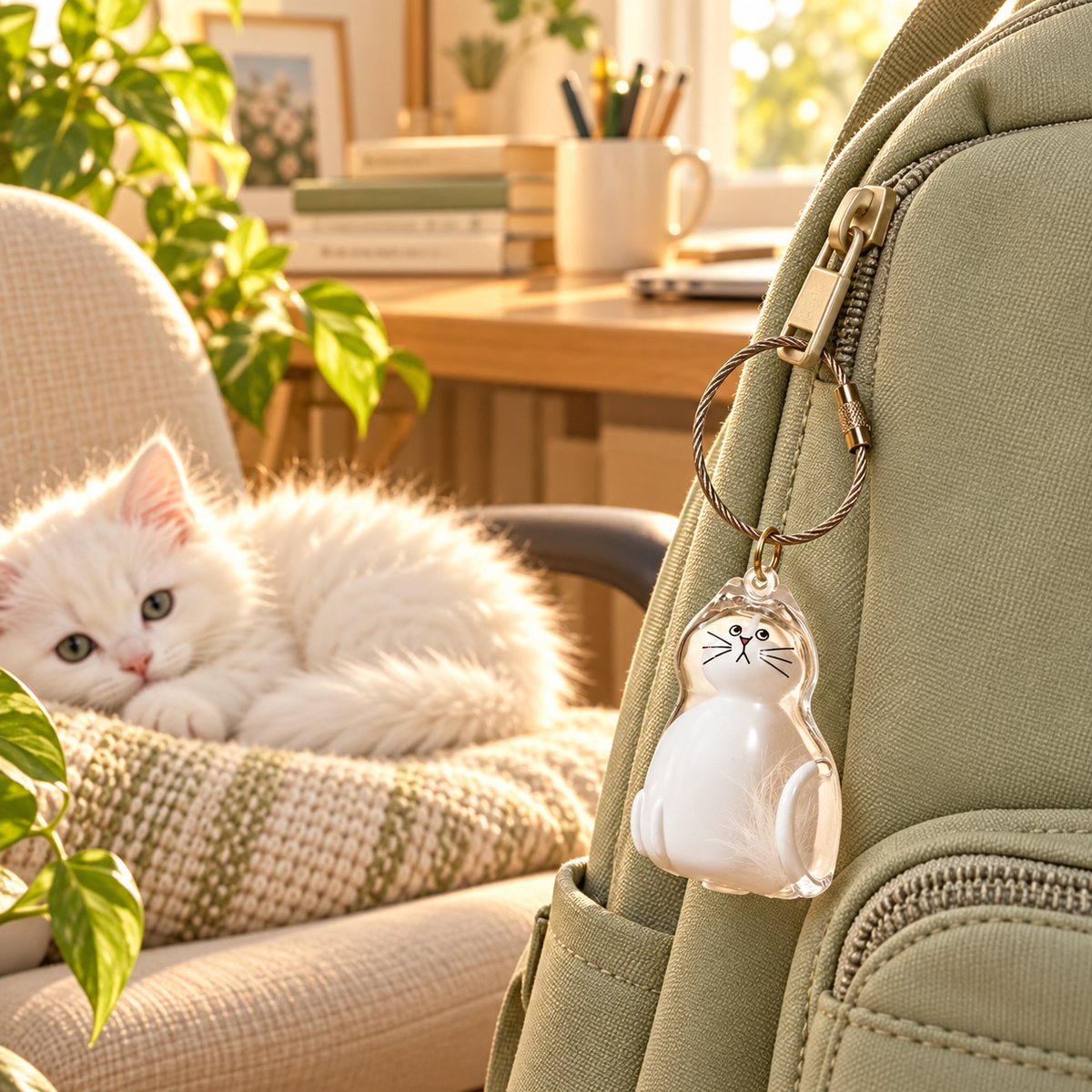Pet Fur Memorial Keychain – Transparent Keepsake Bottle for Cat & Dog Hair Collection