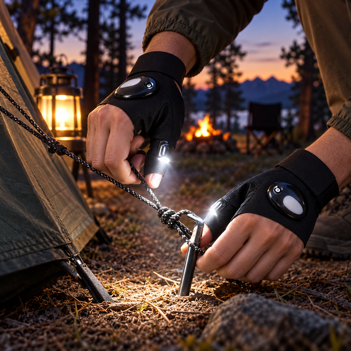 LED Fingerless Flashlight Gloves – Hands-Free Lighting Gloves for Repair, Camping, Running, Night Fishing & Outdoor Activities