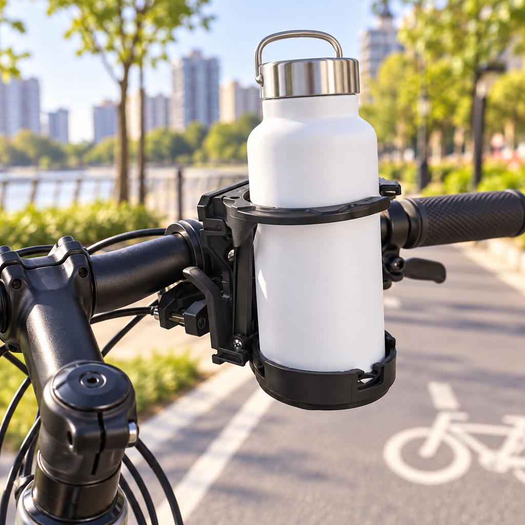 Universal Foldable Bottle Holder – Adjustable Clamp Cup Holder for Bikes, Strollers & More