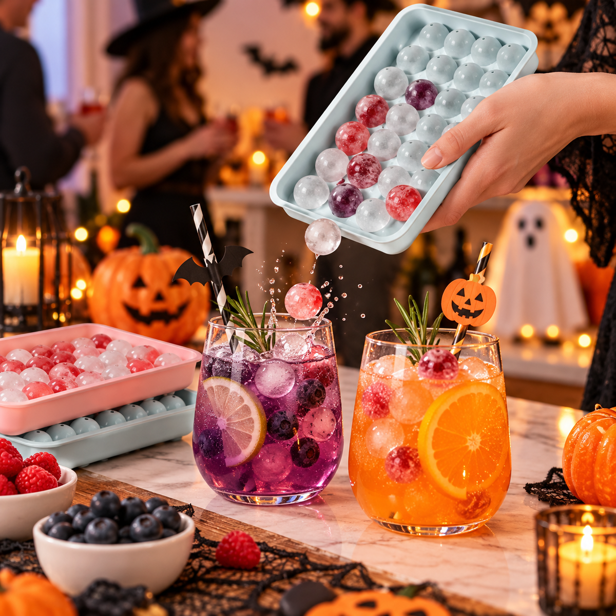 Round Ice Cube Tray with Lid – Reusable Mini Ice Ball Mold for Freezer, Drinks & Cocktails