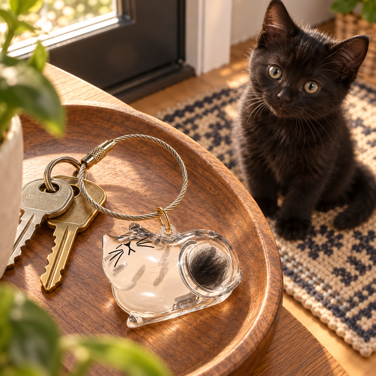 Pet Fur Memorial Keychain – Transparent Keepsake Bottle for Cat & Dog Hair Collection