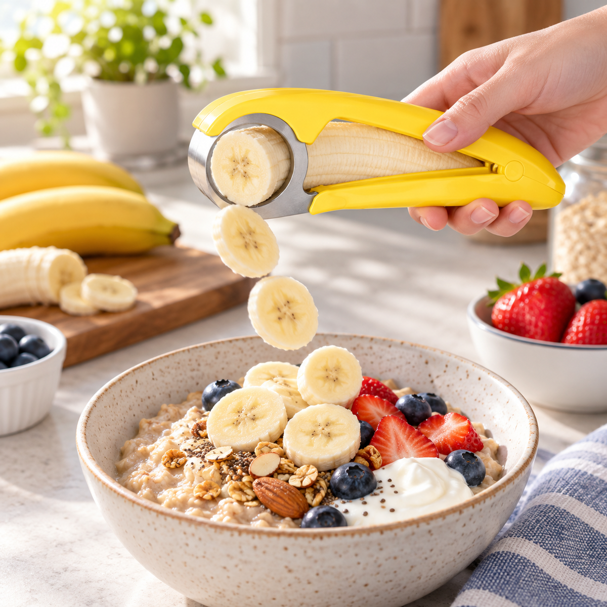 Banana Slicer – Easy-to-Use Yellow Fruit Cutter for Quick & Even Slices