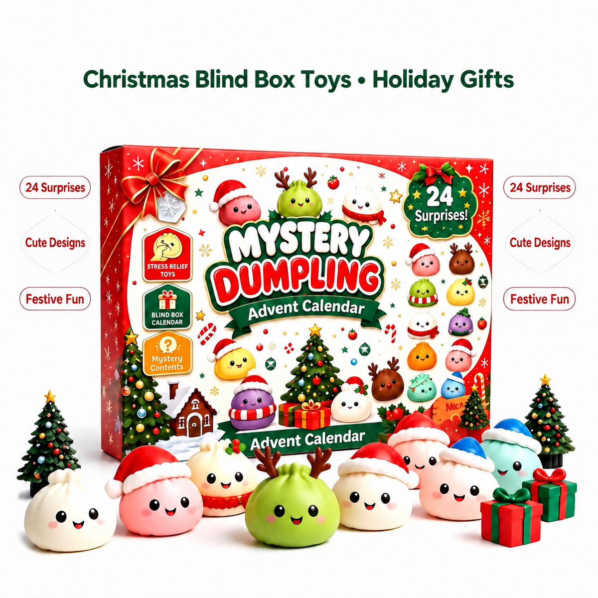Dumpling Advent Calendar 2026 – Squishy Christmas Countdown Calendar with Cute Surprise Toys