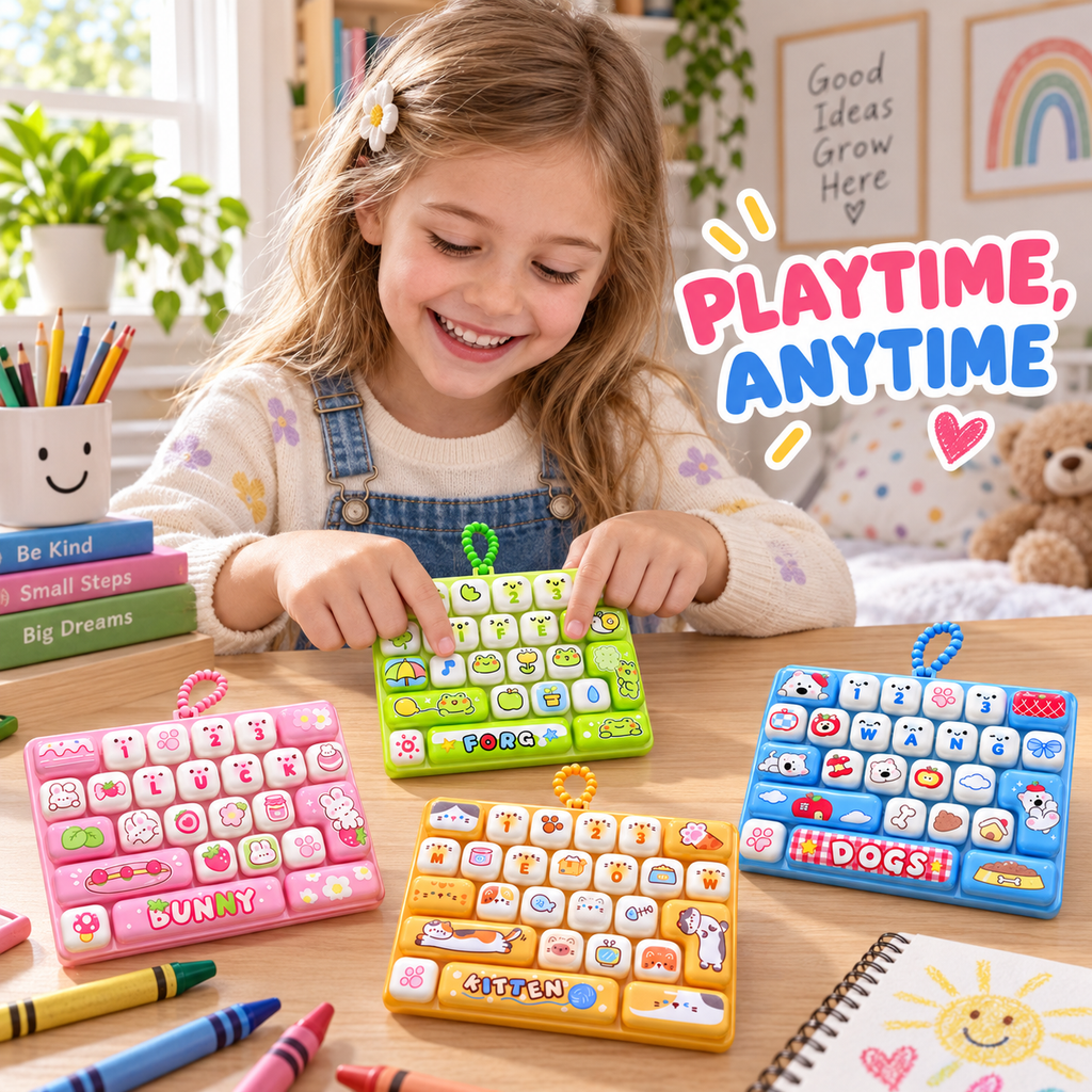 Mini Keyboard Squeeze Keychain – Clicky Sensory Fidget Toy for Stress Relief, Students & Everyday Carry