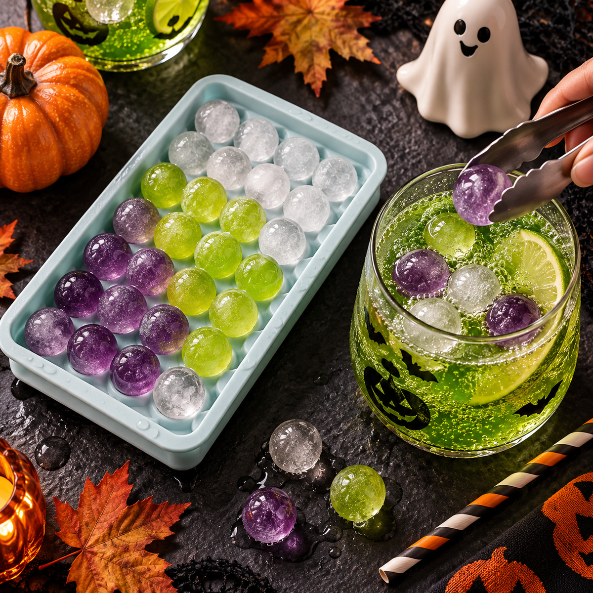 Round Ice Cube Tray with Lid – Reusable Mini Ice Ball Mold for Freezer, Drinks & Cocktails