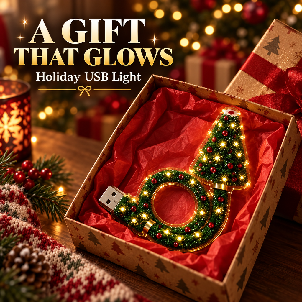Christmas Projector Light – USB Powered HD Holiday Night Light with 6+ Festive Patterns, Flexible Tree Lamp for Bedroom, Ceiling, Desk & Christmas Decor